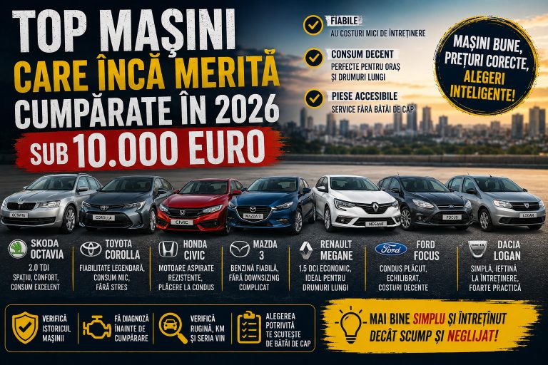 Top mașini care încă merită cumpărate în 2026 sub 10.000 euro
